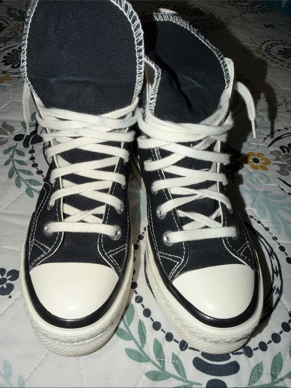 Converse Kids Black High Top Platform Sneakers with White Accents
